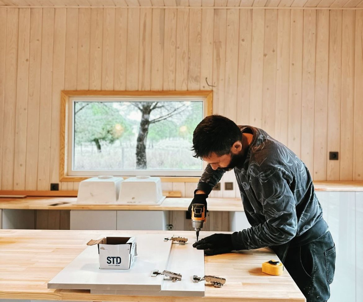 Fit-out construction and installation team working on site
