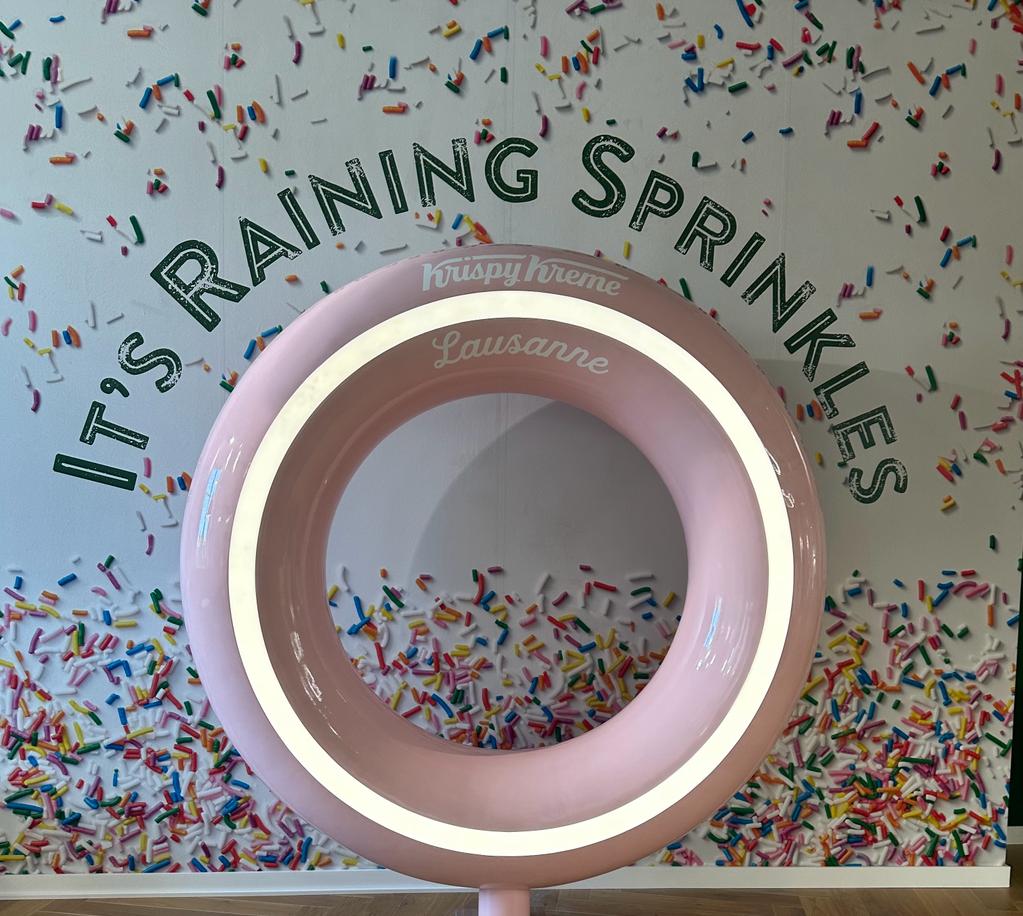 Custom seating installation for Krispy Kreme in Lausanne Switzerland